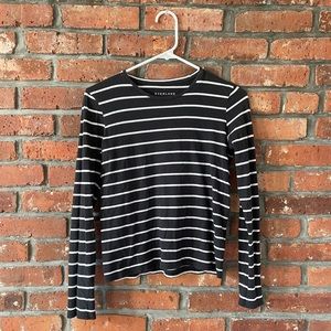 Everlane black and white striped shirt